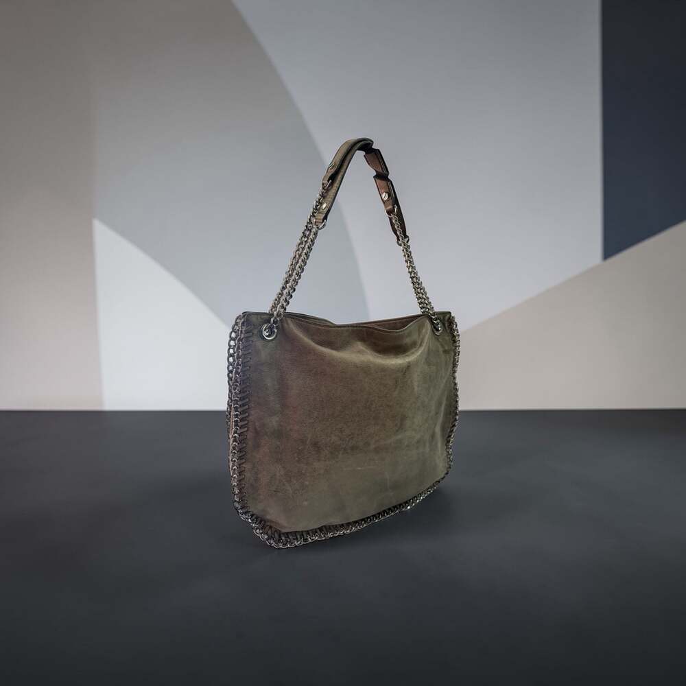 Michael Kors Large Braided Grommet Silver Metallic Leather Shoulder Bag - Picture 6 of 8